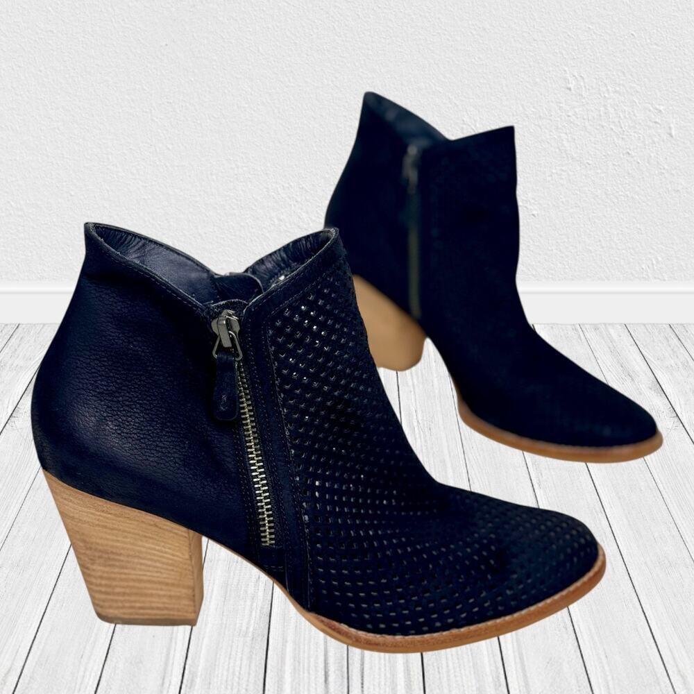 PAUL GREEN Bonzai Ankle Booties Perforated Suede Leather Boots UK 5.5 | US 8